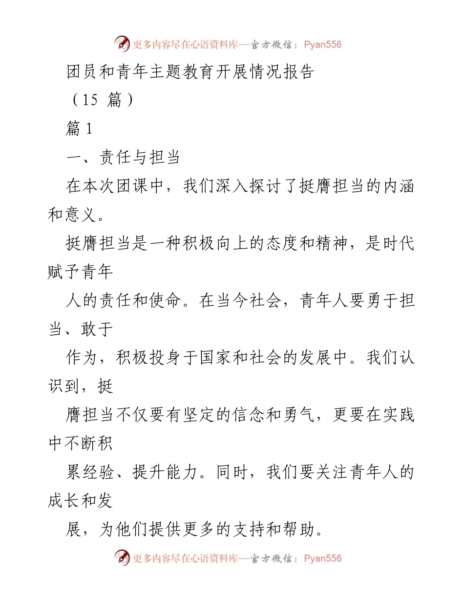 [调研报告] 团日活动 - 青年责任与担当主题教育开展情况分析.docx_第1页