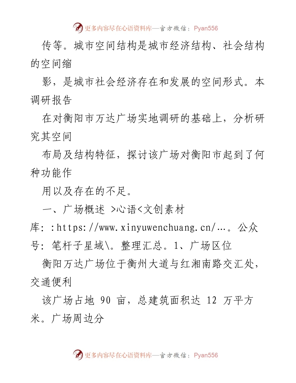 [调研报告] 万达广场 - 衡阳万达广场空间布局及功能分析.docx_第2页