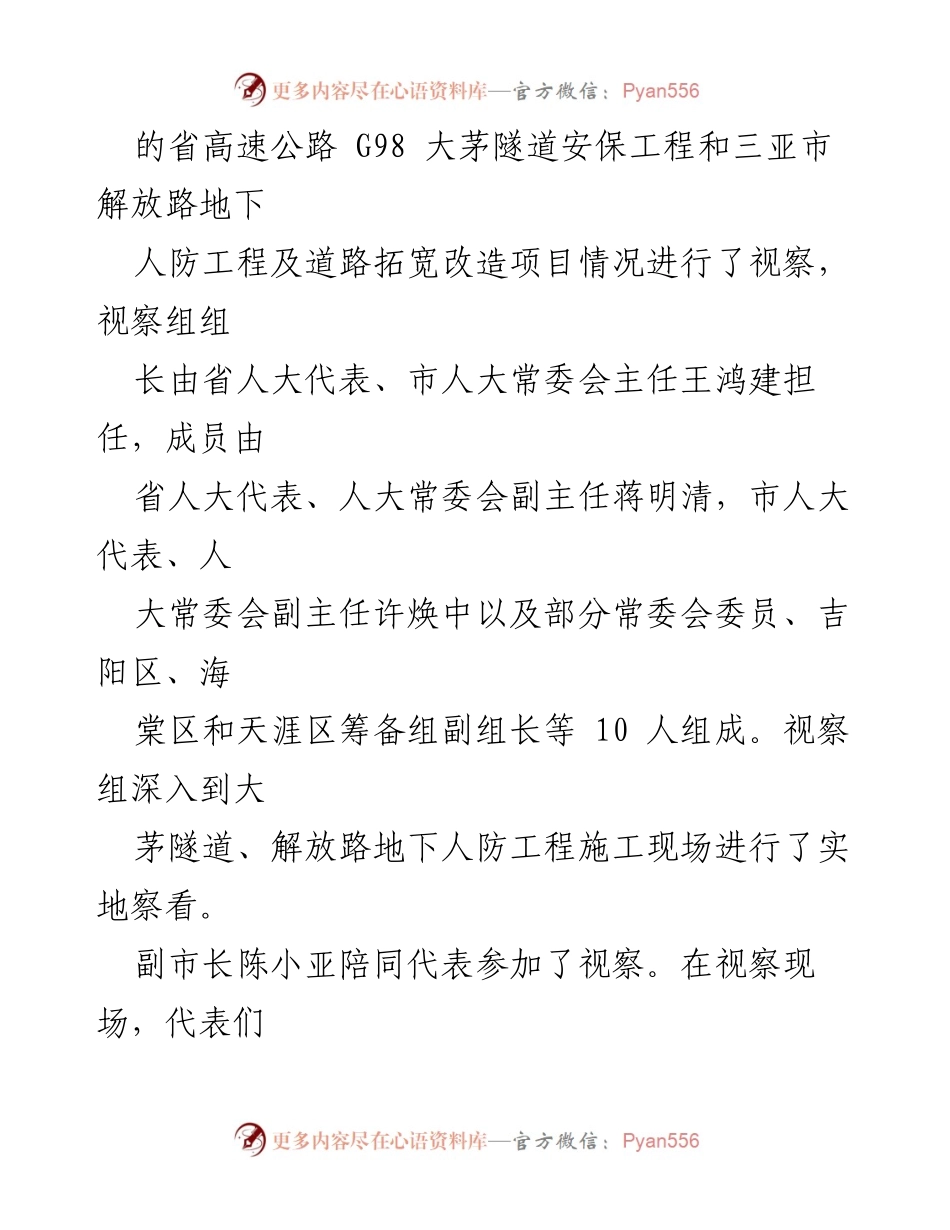 [调研报告] 市人大常委会视察 - 大茅隧道安保工程与解放路地下人防工程视察情况报告.docx_第2页