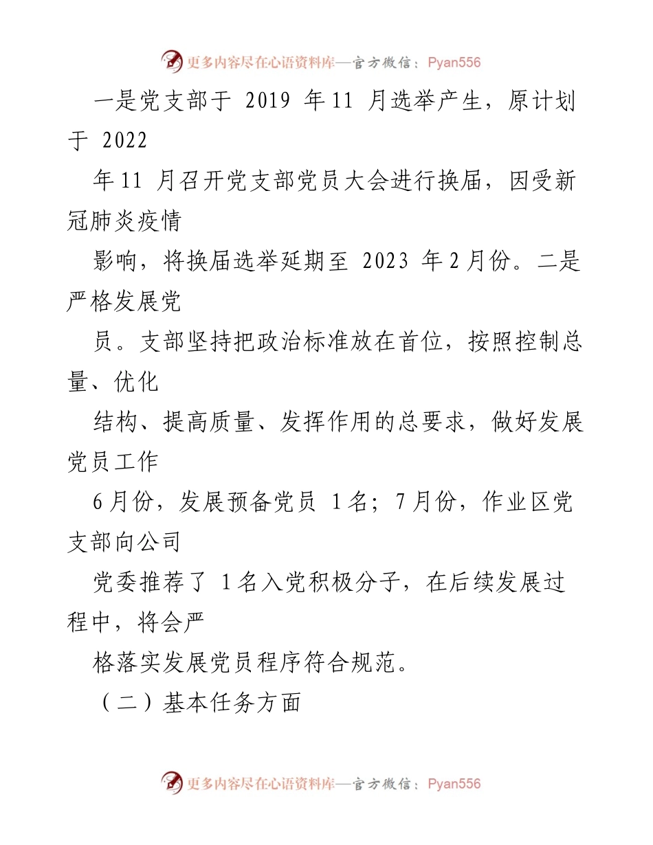 [自查报告] 国企党支部 - 2023年度党支部“堡垒指数”考评自查报告.docx_第2页