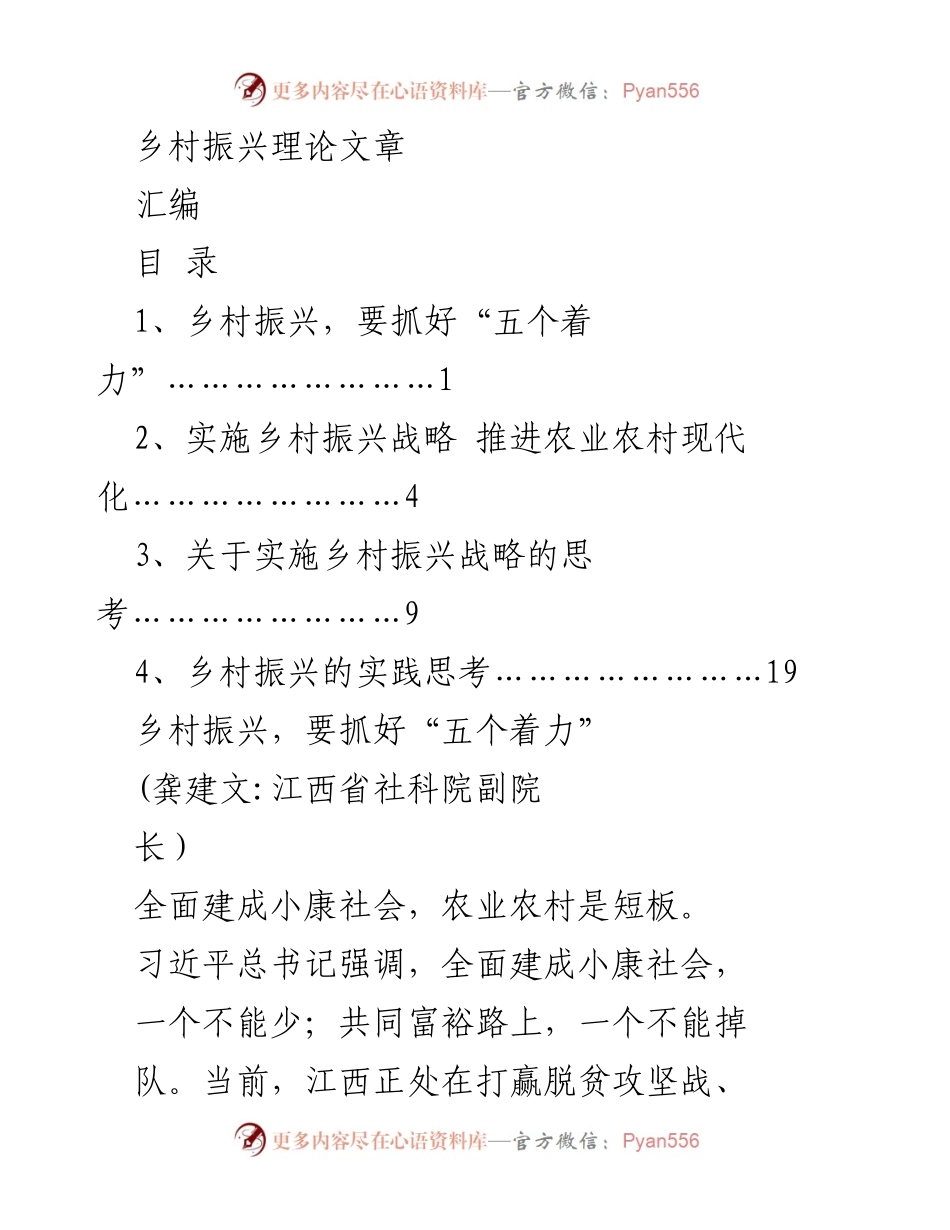 [调研报告] 乡村振兴 - 乡村振兴战略实施的五个关键着力点.docx_第1页
