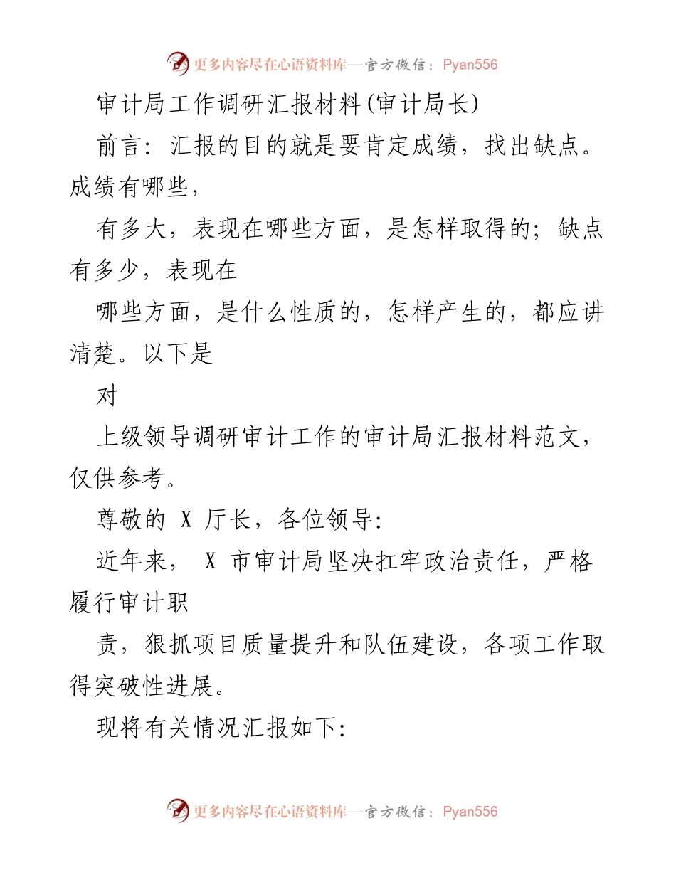 [调研报告] 审计局工作调研 - 审计局工作成效与问题分析报告.docx_第1页