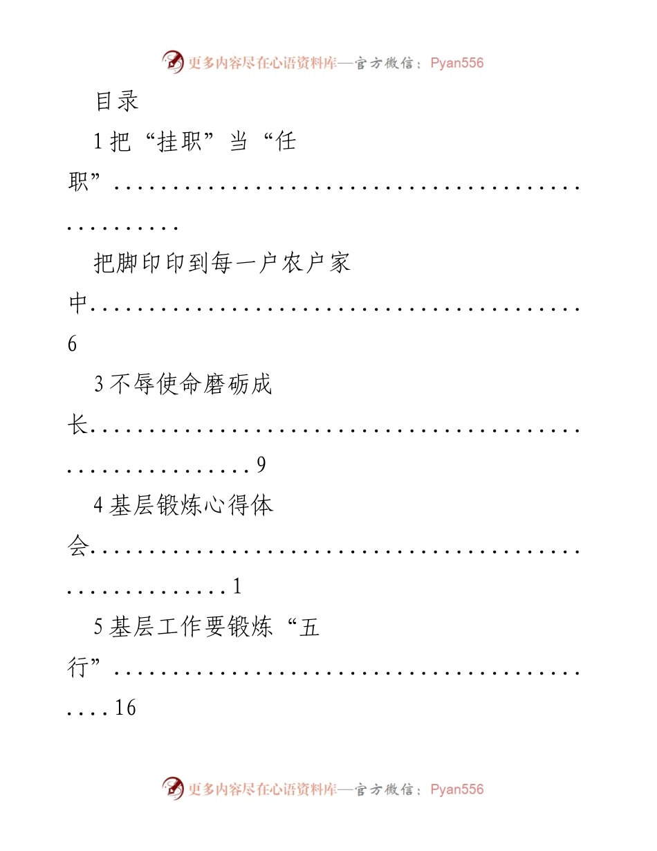 [调研报告] 基层挂职锻炼心得与实践总结.docx_第1页