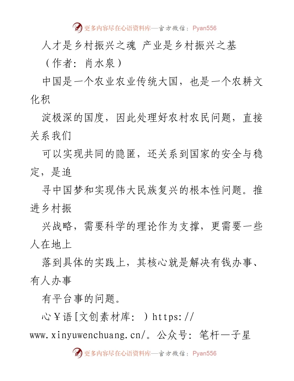 [调研报告] 乡村振兴 - 人才与产业在乡村振兴中的关键作用.docx_第1页