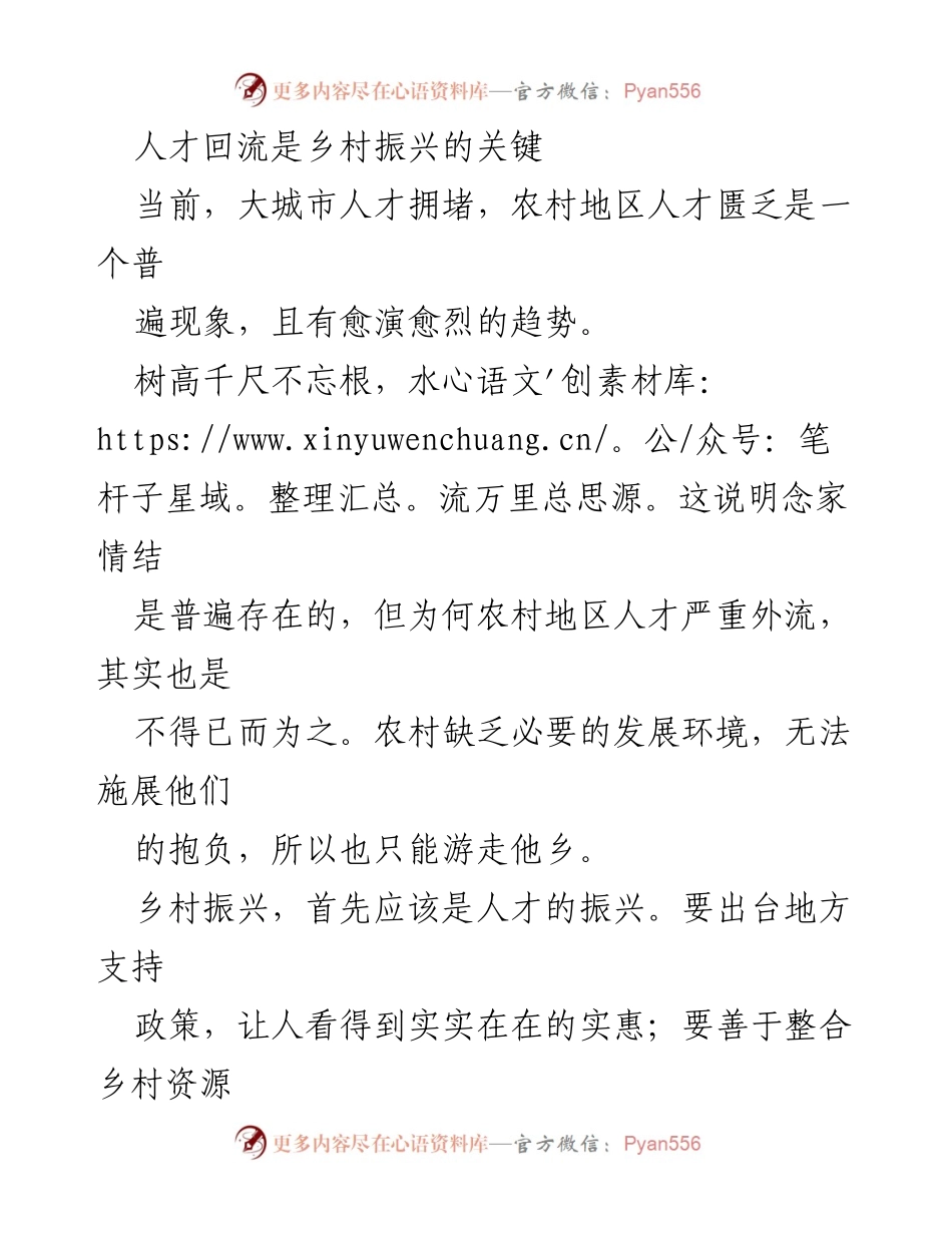 [调研报告] 乡村振兴 - 人才回流：推动乡村振兴的关键策略.docx_第1页