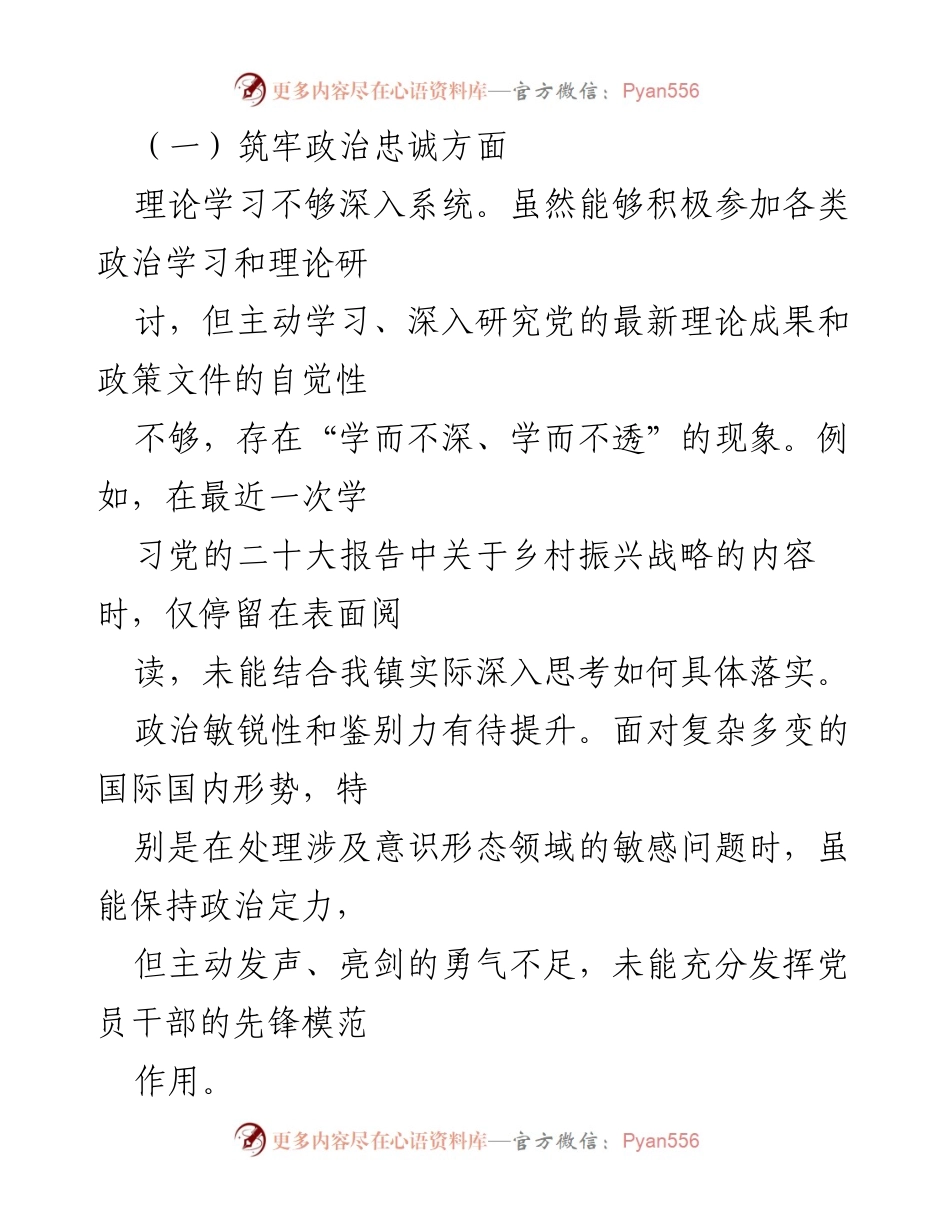 [自查报告] 镇党委会议 - 镇党委委员、人大主席个人自查报告.docx_第2页