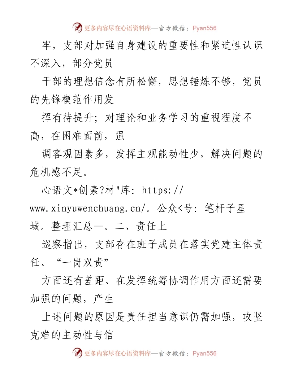 [调研报告] 基层党支部 - 巡察反馈问题原因分析及整改措施.docx_第2页