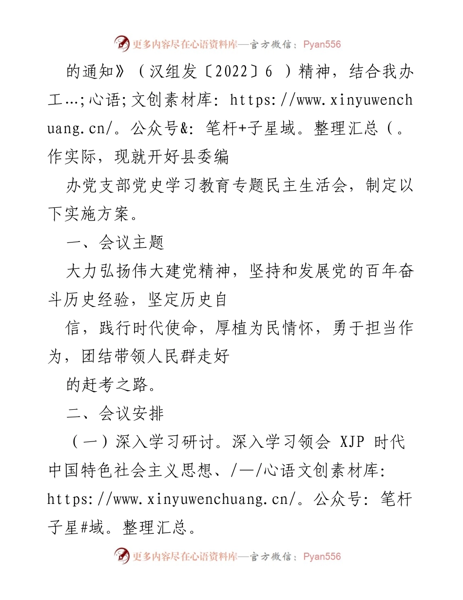 [请示] 党支部会议 - 召开党史学习教育专题民主生活会的请示与实施方案.docx_第2页