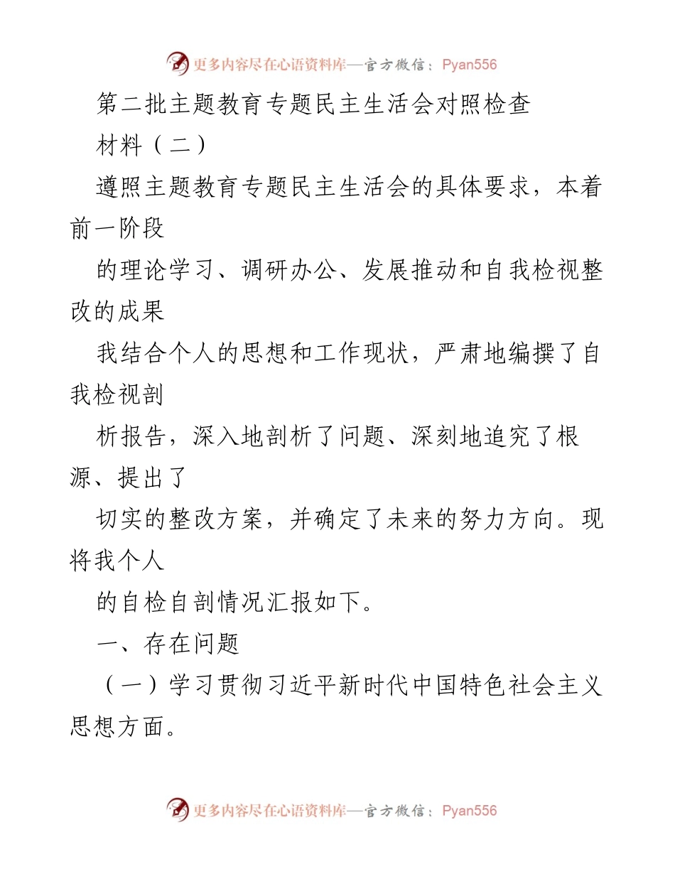 [自检报告] 主题教育专题民主生活会 - 深入自检自剖，提升理论学习与执行力.docx_第1页