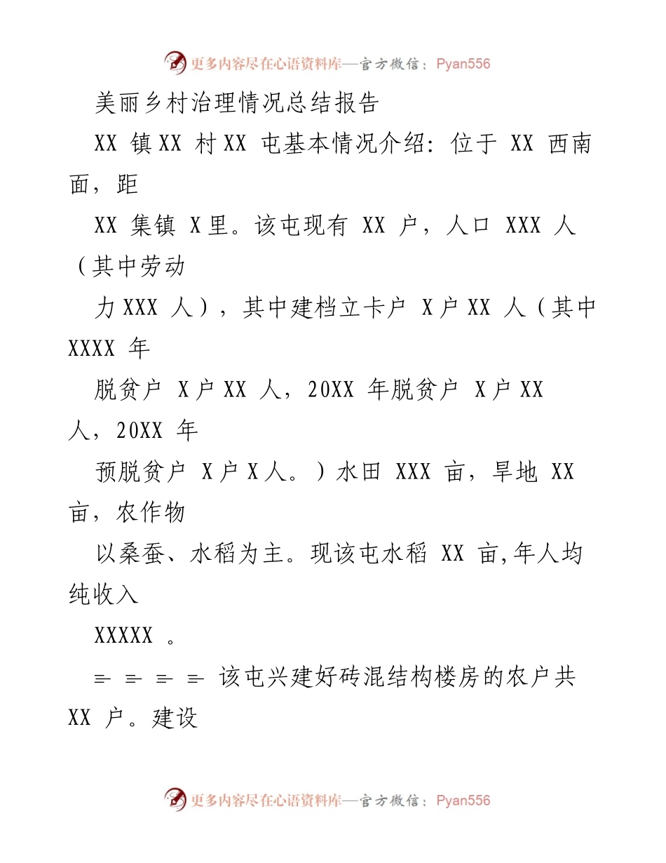 [调研报告] 乡村治理 - 美丽乡村治理情况总结与示范实践.docx_第1页