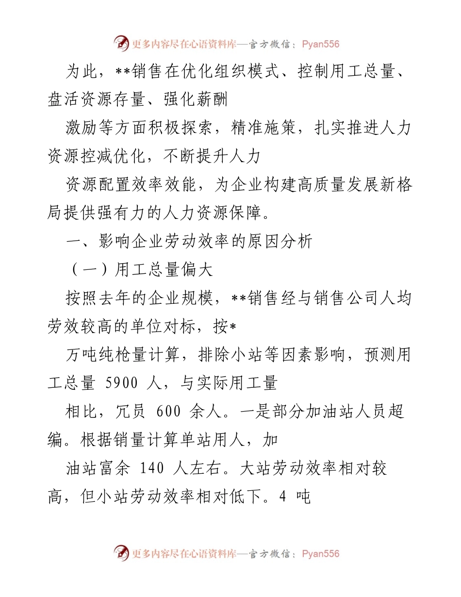 [调研报告] 企业人力资源优化 - __销售分公司人力资源配置效率提升调研报告.docx_第2页
