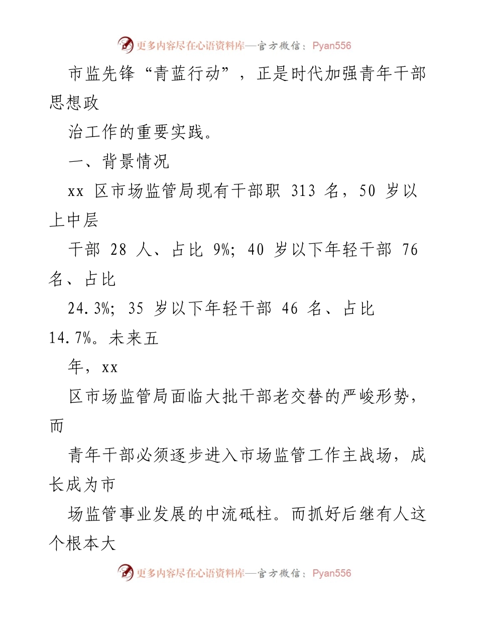 [调研报告] 市场监管局 - 加强青年干部思想政治工作的“青蓝行动”实施方案.docx_第2页