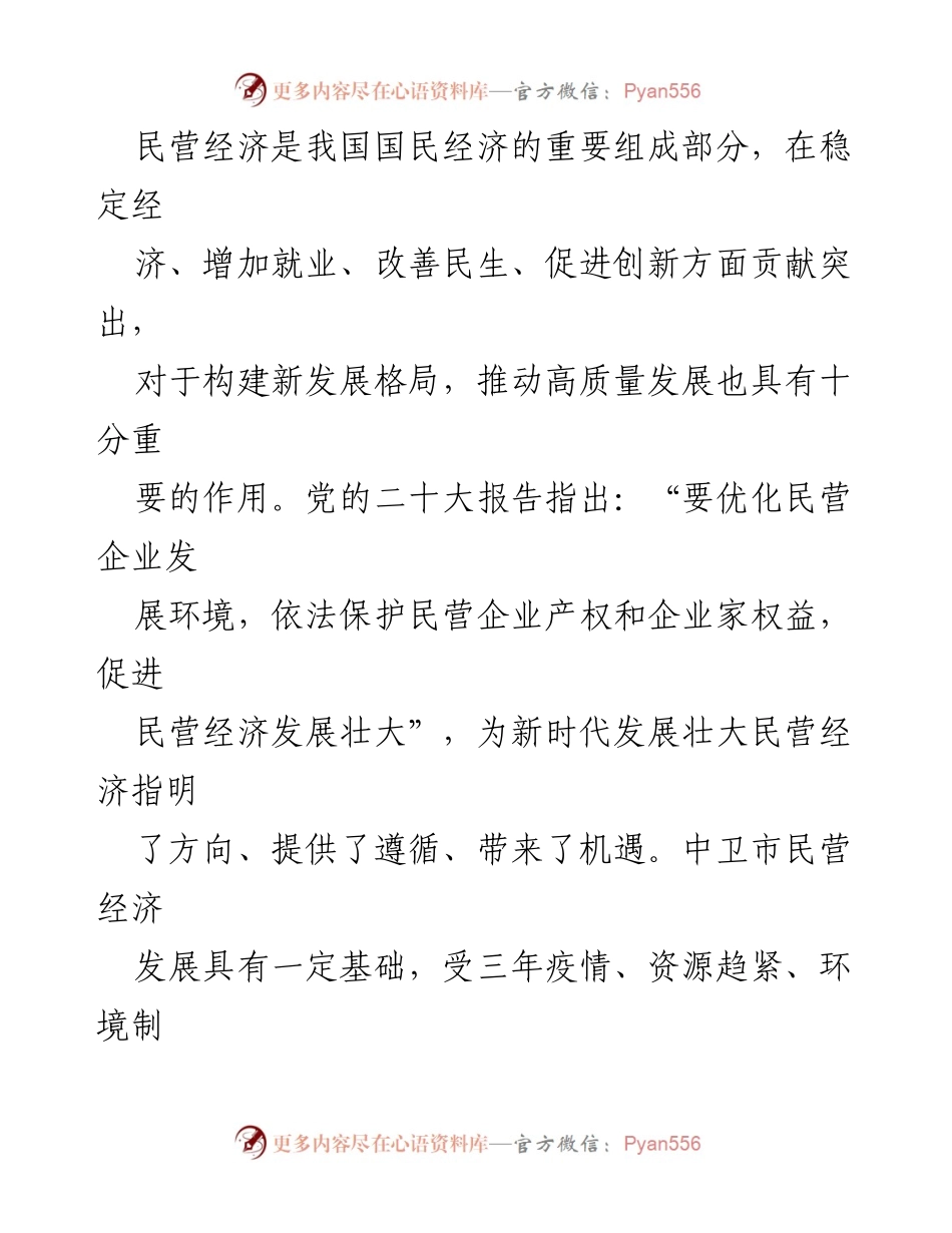 [调研报告] 中卫市 - 中卫市民营经济发展现状与挑战分析.docx_第1页