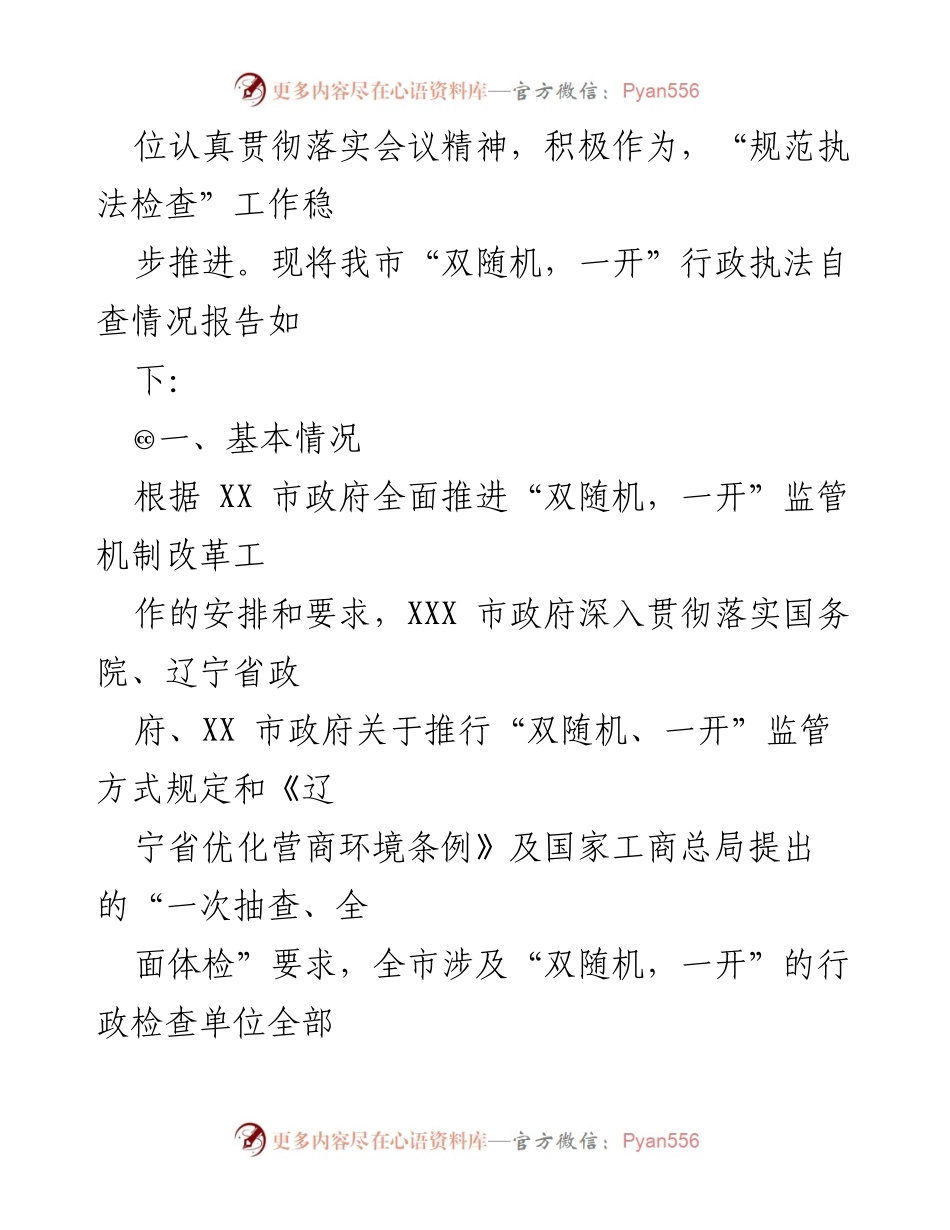 [自查报告] 行政执法 - XX市“双随机、一开”行政执法自查报告.docx_第2页