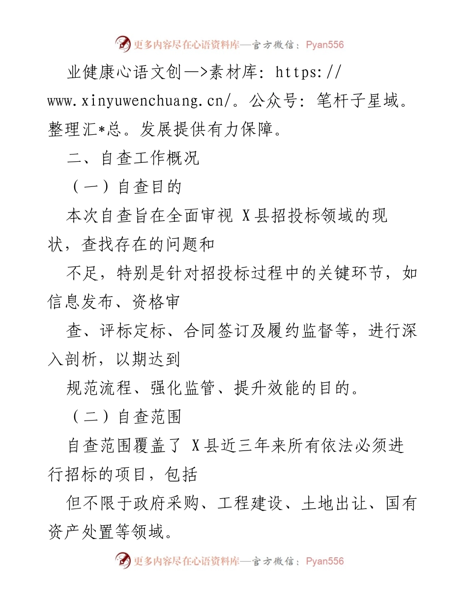 [自查报告] 招投标领域 - X县招投标领域自检自查总结与改进建议.docx_第2页