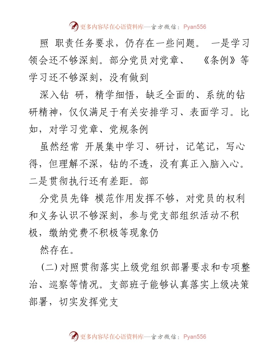 [自查报告] 组织生活会 - 2023年基层党组织班子自查材料总结.docx_第2页
