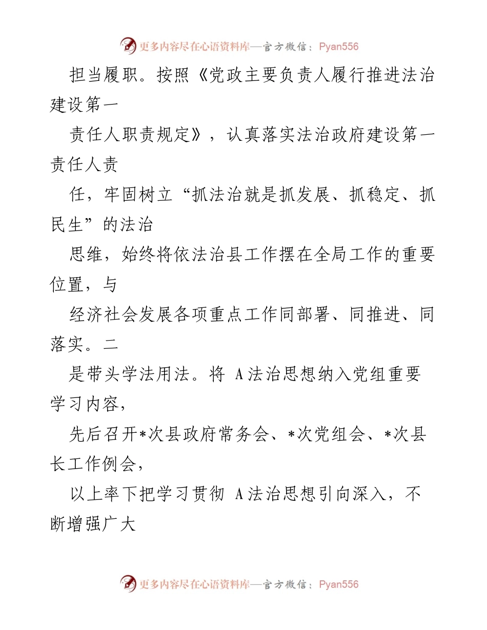[述法报告] 2023年度 - 县长法治建设履责情况述法报告.docx_第2页