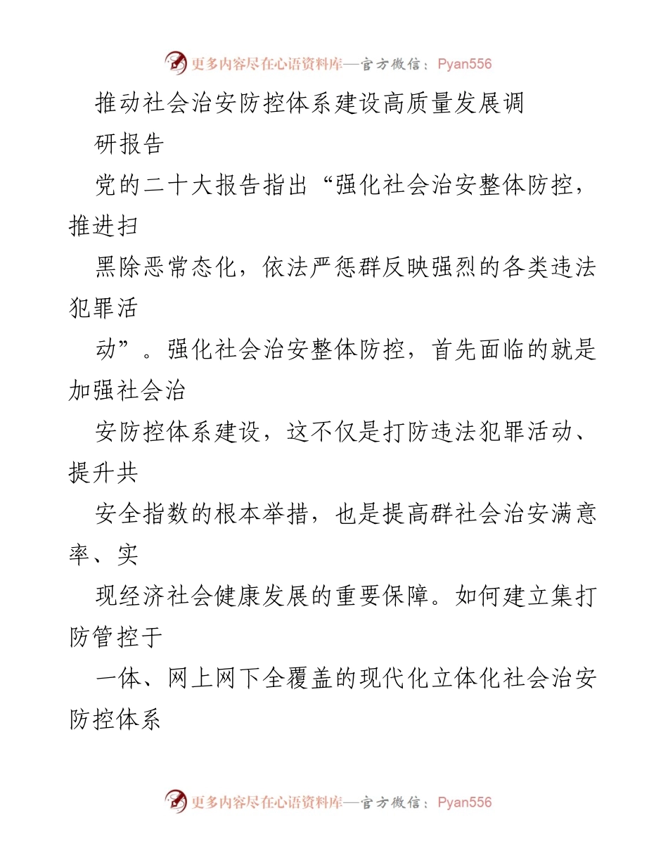 [调研报告] 社会治安防控 - 推动社会治安防控体系建设的实践与成效_1.docx_第1页