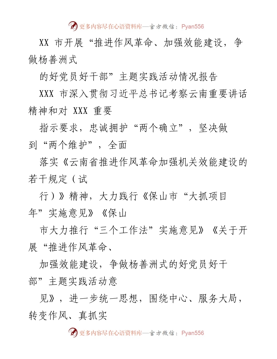 [调研报告] 政府工作 - XXX市“推进作风革命、加强效能建设”主题实践活动情况报告.docx_第1页