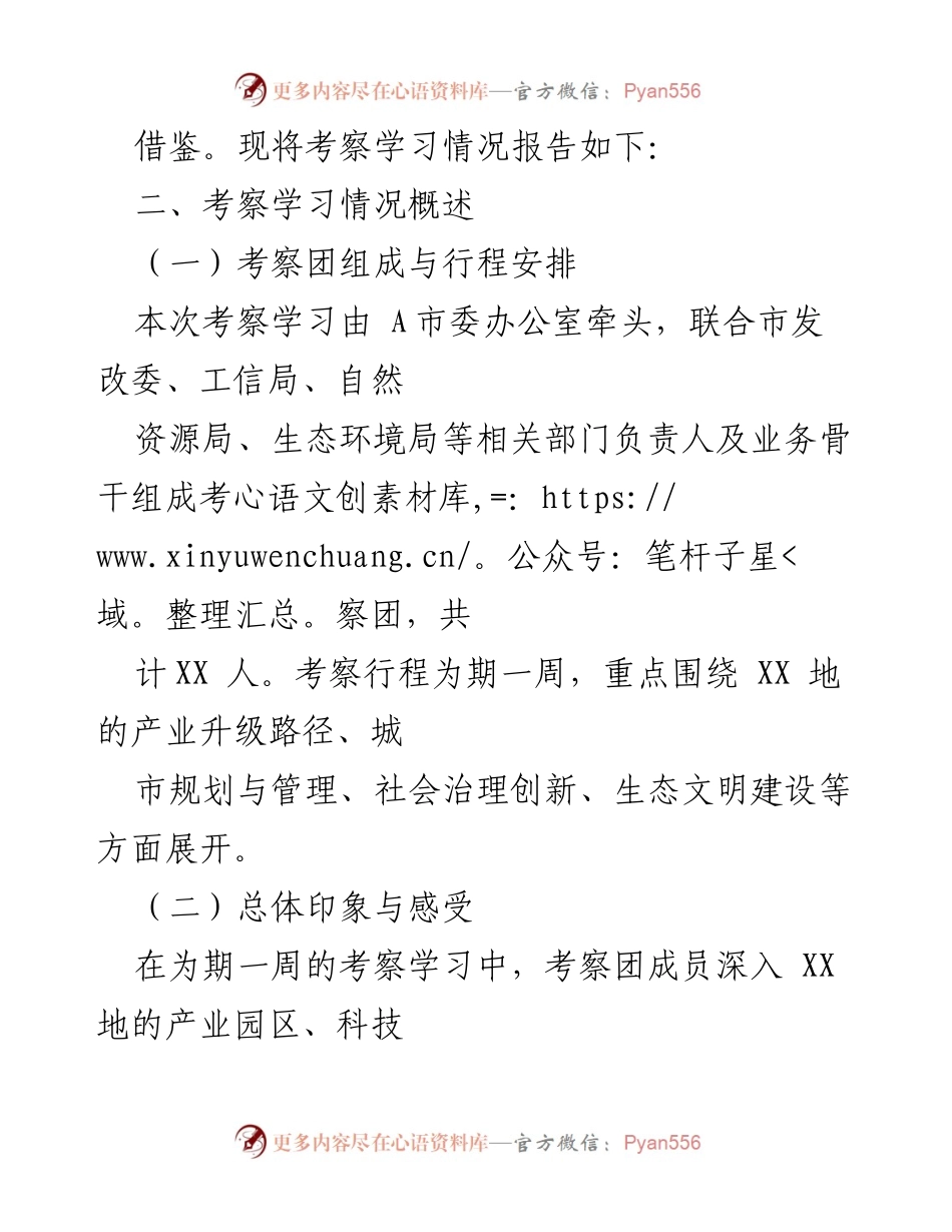 [调研报告] 考察学习 - XX 地考察学习情况报告.docx_第2页
