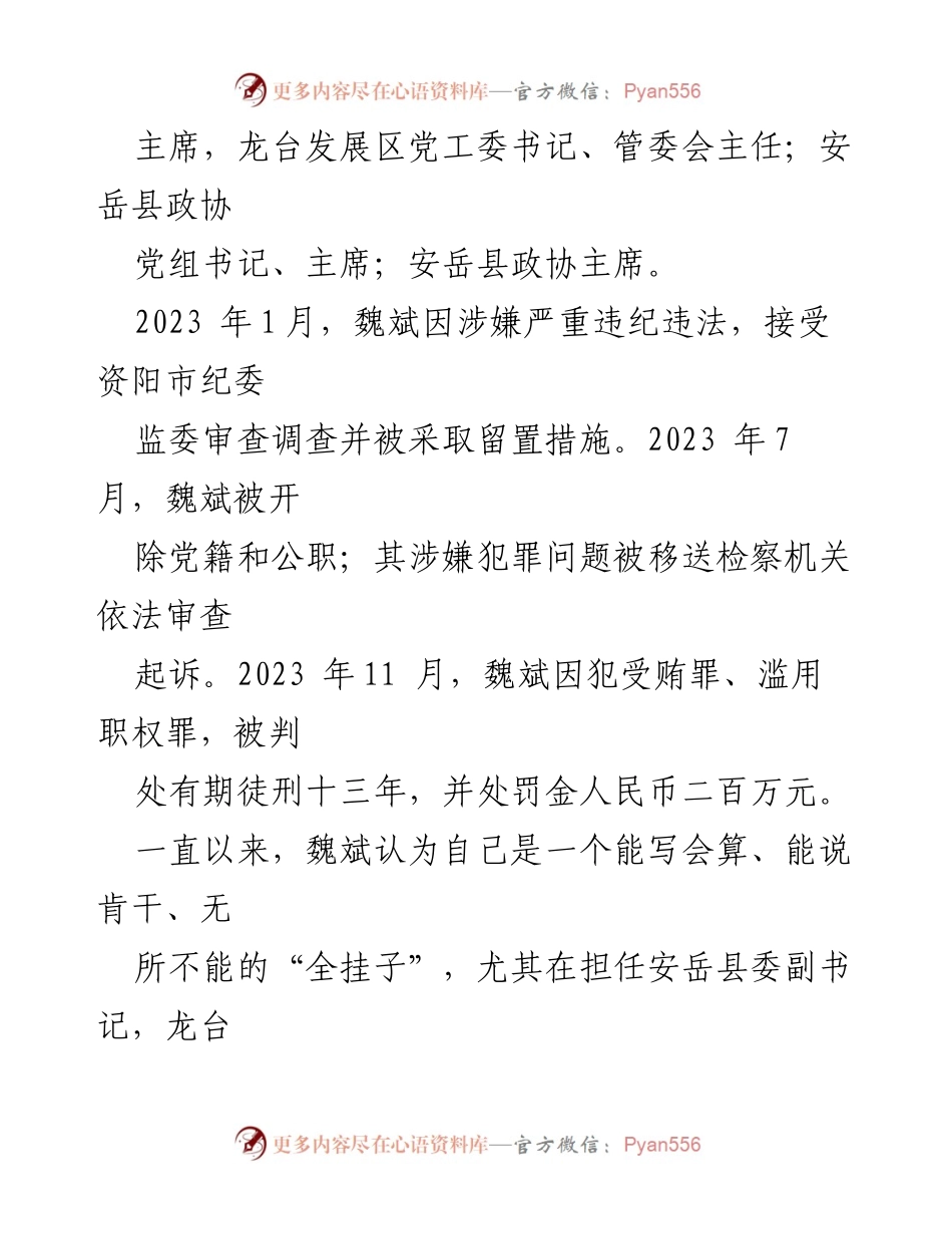 [调研报告] 违纪违法案例分析 - 魏斌案：从公职到监狱的蜕变与教训.docx_第2页