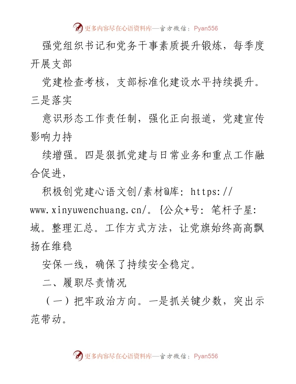 [述职报告] 党委会议 - 党委书记抓基层党建与意识形态工作述职报告.docx_第2页