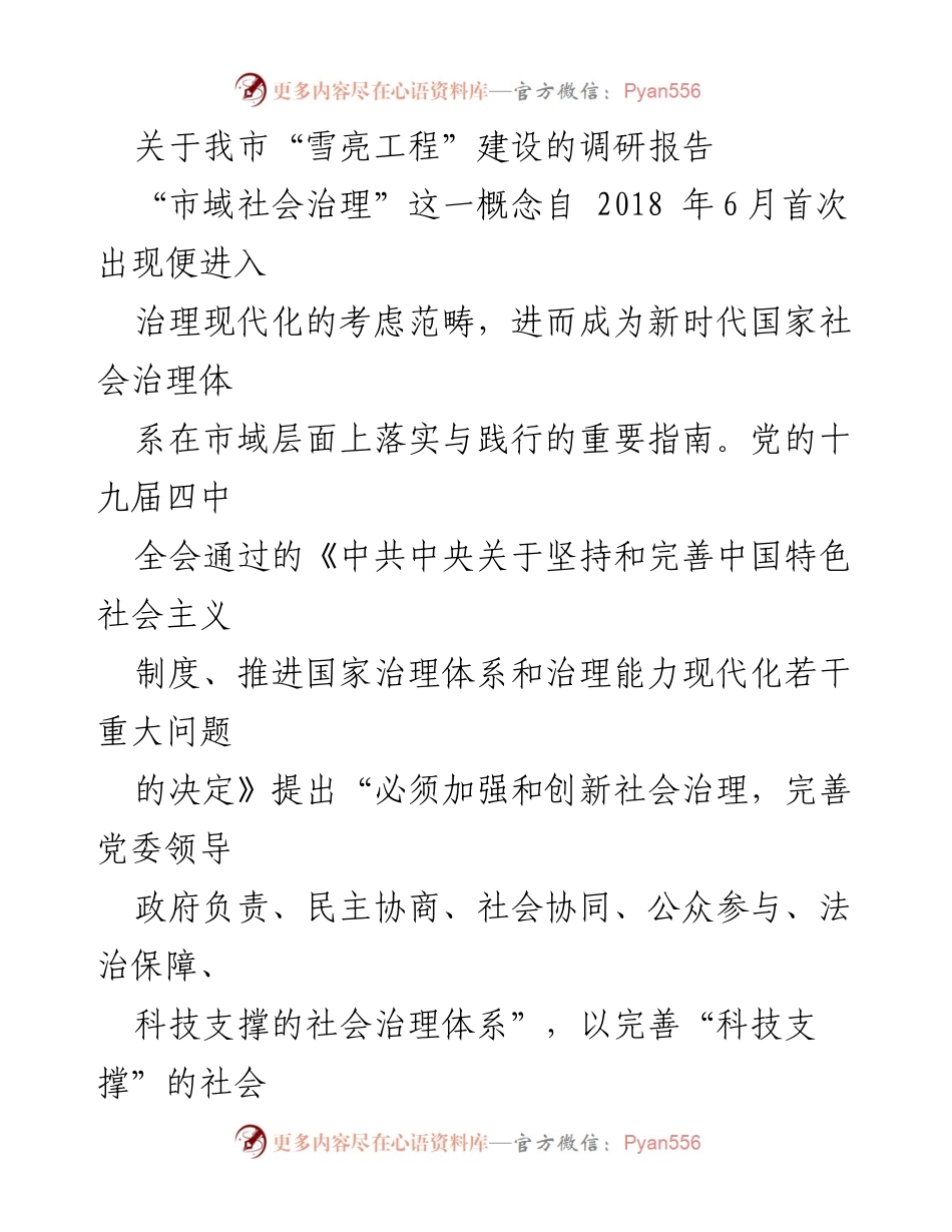 [调研报告] 社会治理 - 深化“雪亮工程”建设，推动市域社会治理现代化.docx_第1页