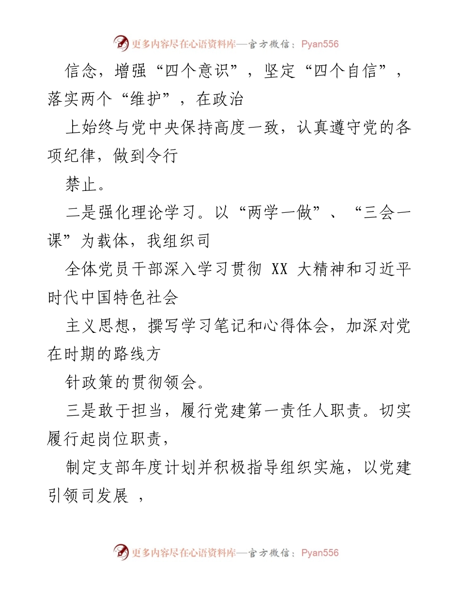 [述职报告] 企业党支部 - 2022年度党支部书记履职情况总结.docx_第2页