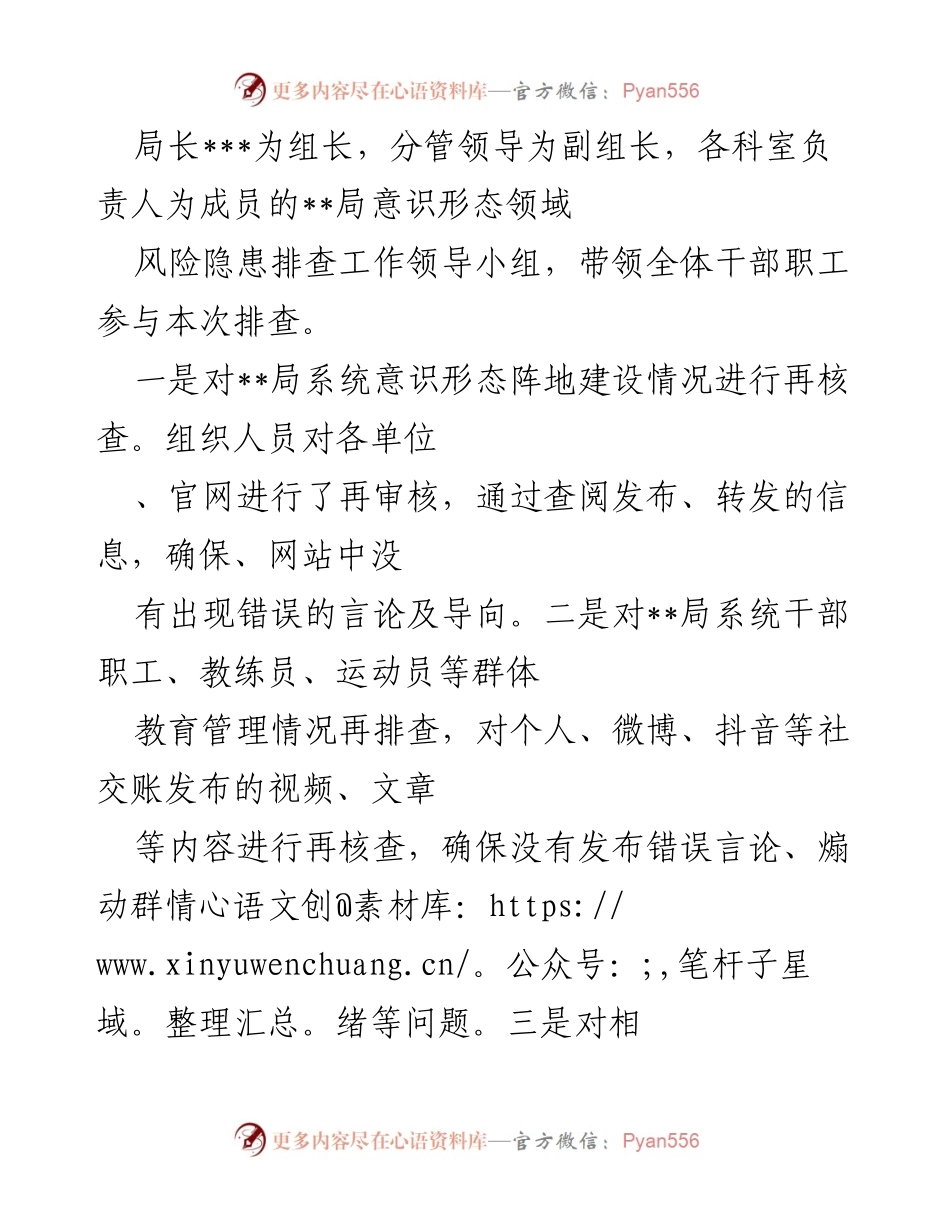 [调研报告] 意识形态风险隐患排查 - 市局意识形态领域风险隐患排查情况报告.docx_第2页
