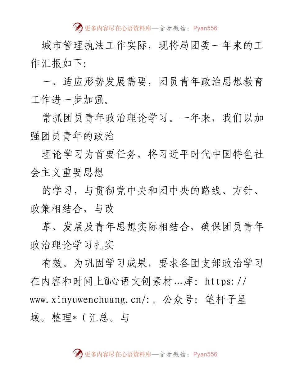 [述职报告] 2022年度 - XX市城市管理执法局团委工作总结.docx_第2页