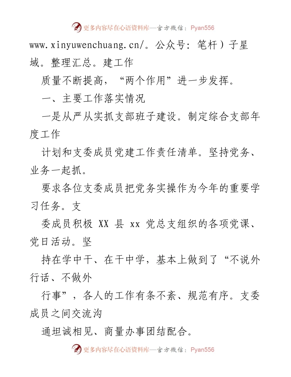 [述职报告] 党支部年度总结 - 202X年度X党支部书记述职报告_1.docx_第2页