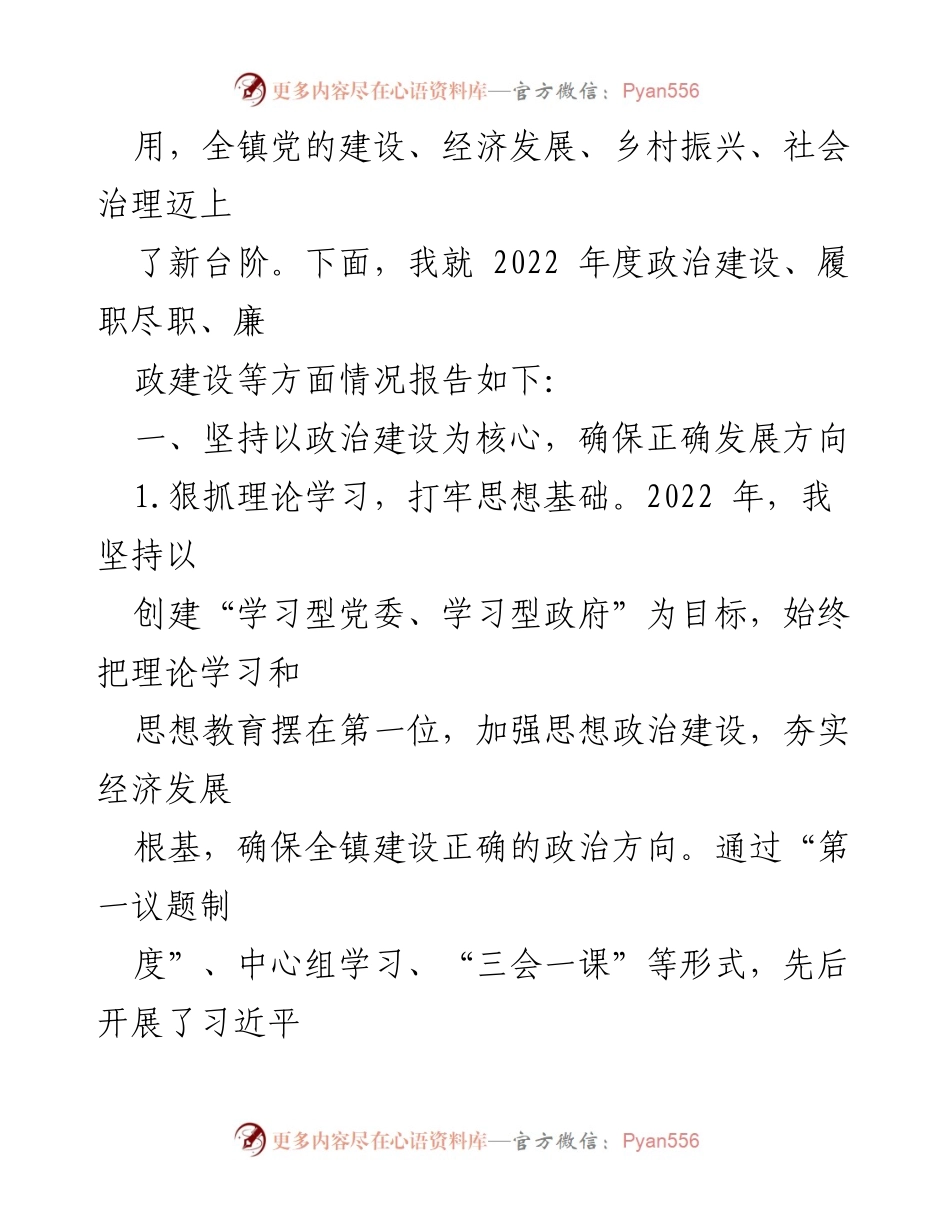 [述职报告] 乡镇党委工作 - 2022年乡镇党委书记年度述职述廉报告.docx_第2页