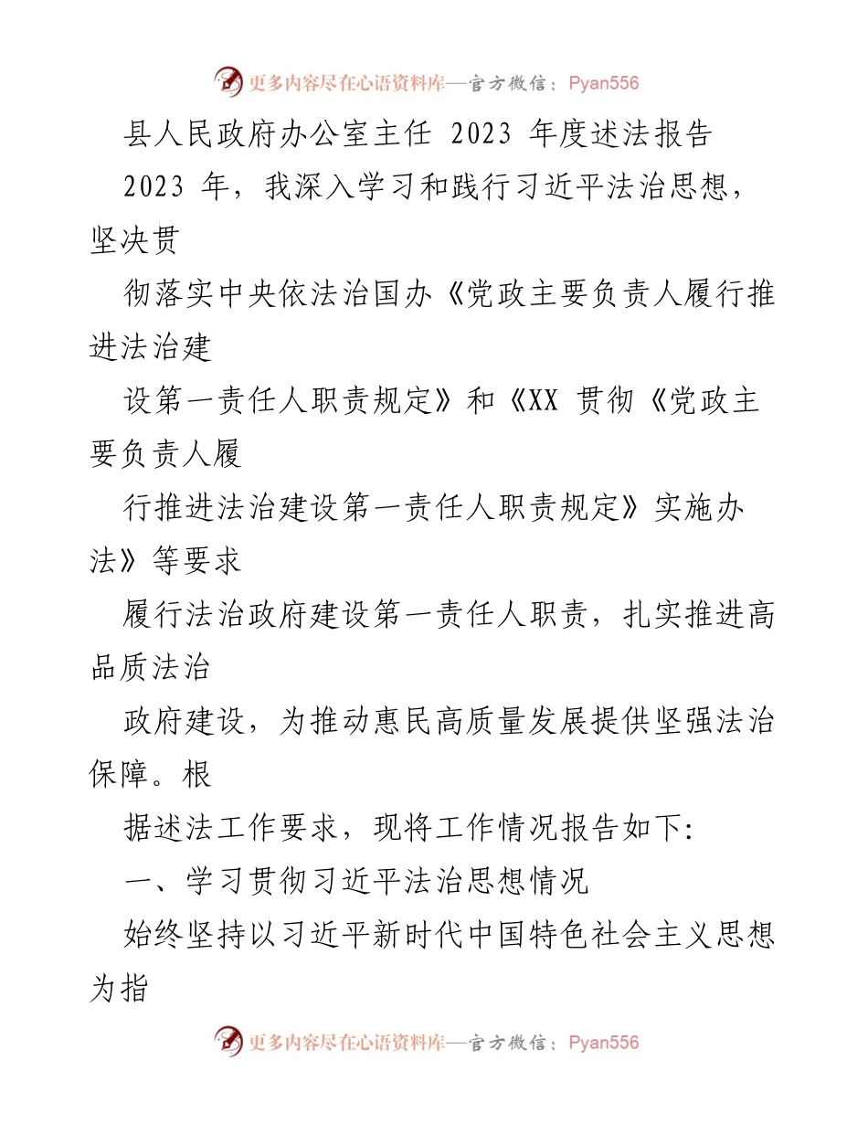 [述法报告] 政府工作 - 2023年度法治建设履职情况总结.docx_第1页