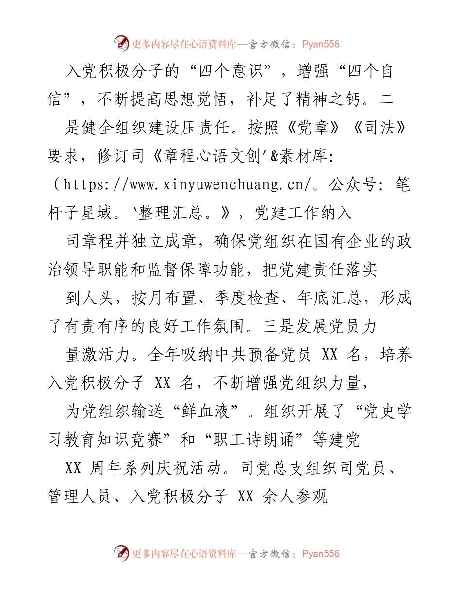 [述职报告] 党建工作会议 - 司党总支书记年度基层党建工作述职报告.docx_第2页