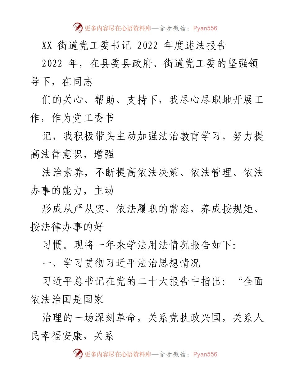 [述法报告] 年度工作总结 - 2022年度法治建设述法报告.docx_第1页