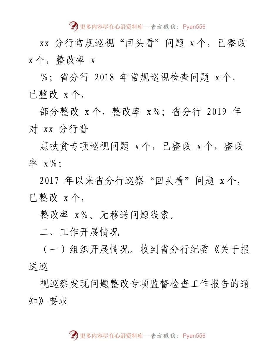 [调研报告] 银行纪委 - 巡视巡察问题整改专项监督检查情况报告.docx_第2页