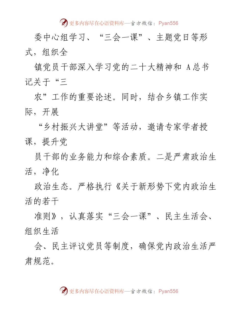 [述职报告] 乡镇党委会议 - 2024年度乡镇党委书记党建工作述职报告.docx_第2页