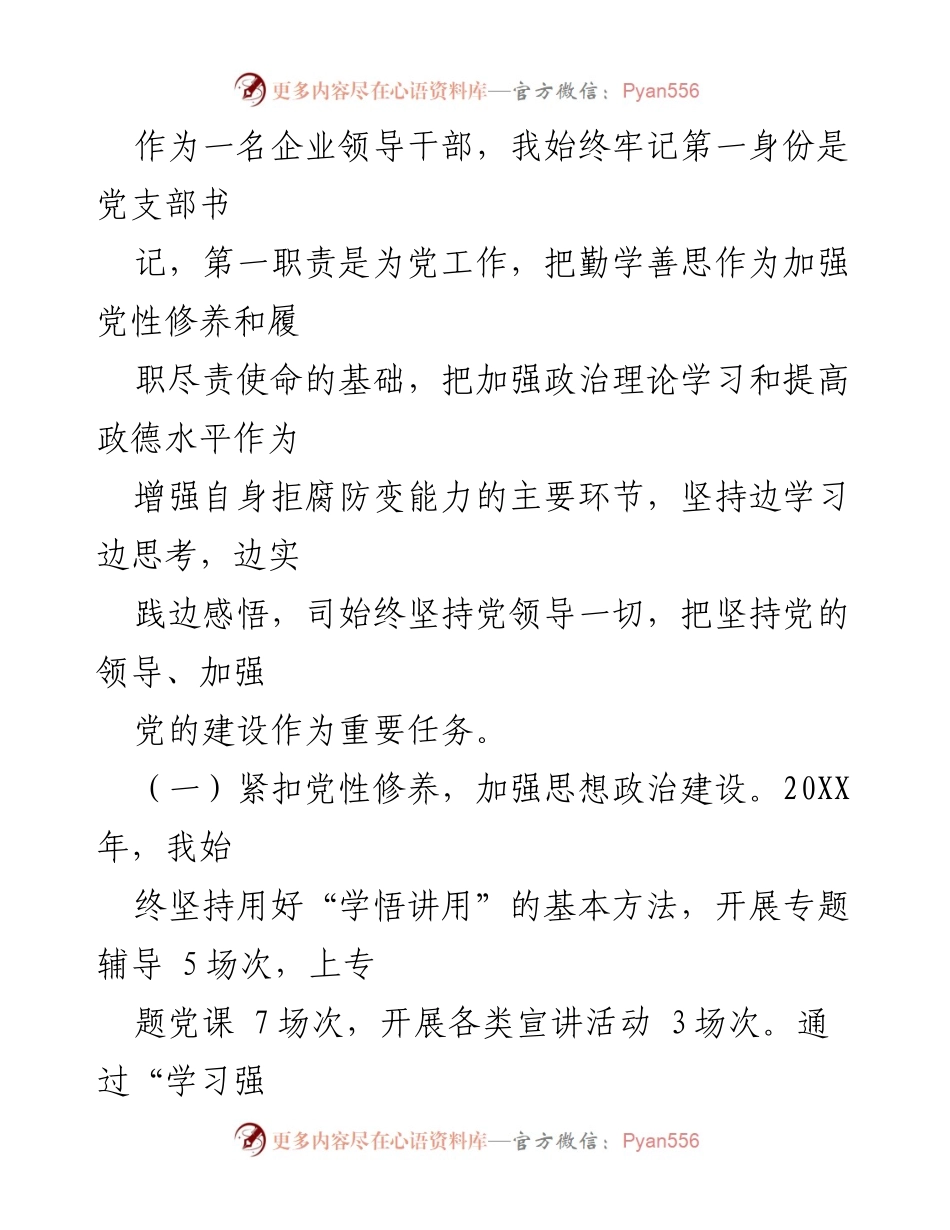 [述职报告] 企业党建 - 20XX年度党支部书记述职报告.docx_第2页