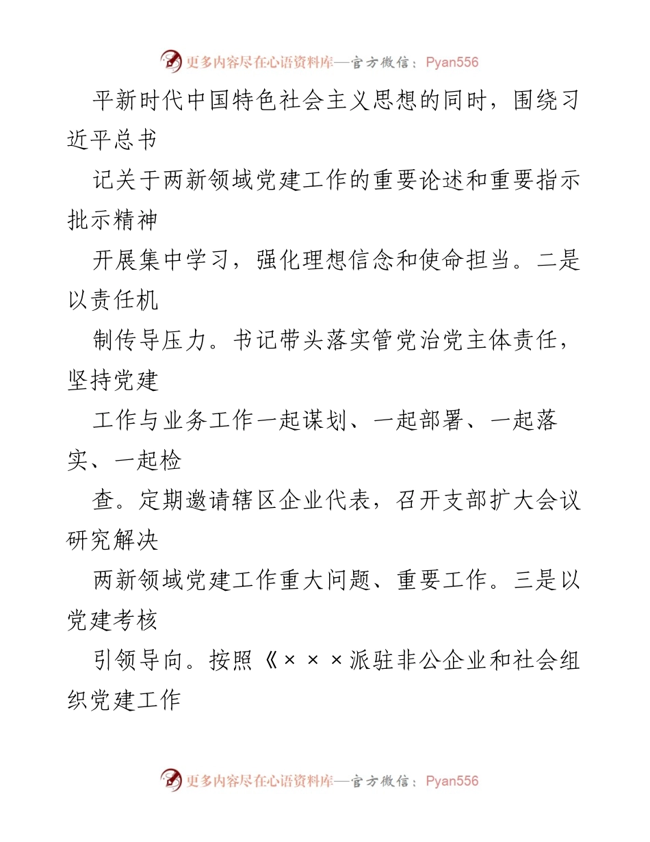 [述职报告] 党建工作 - XX镇非公党建指导站党支部2022年度工作述职报告.docx_第2页