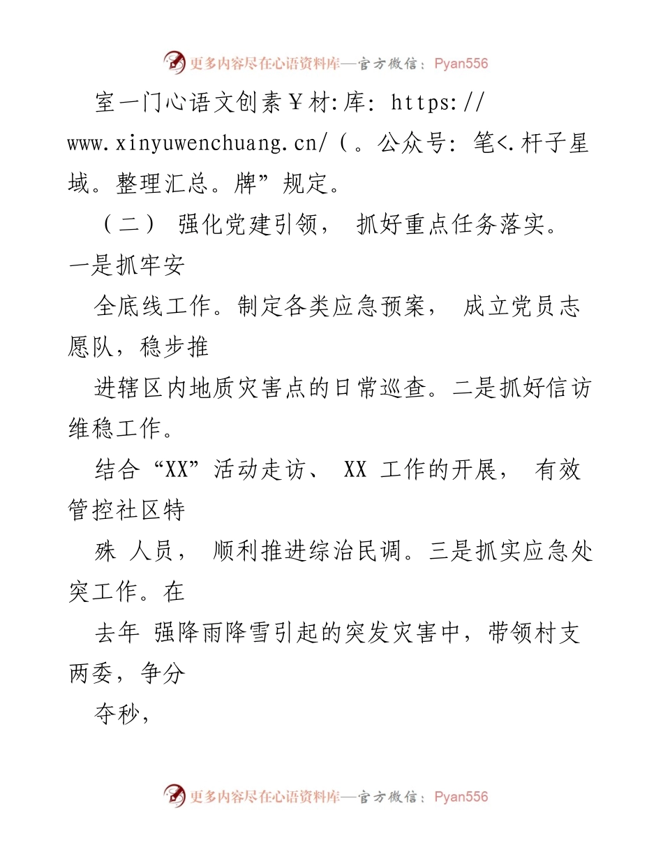[述职报告] 农村社区 - 2023年度党支部书记履职总结与反思.docx_第2页