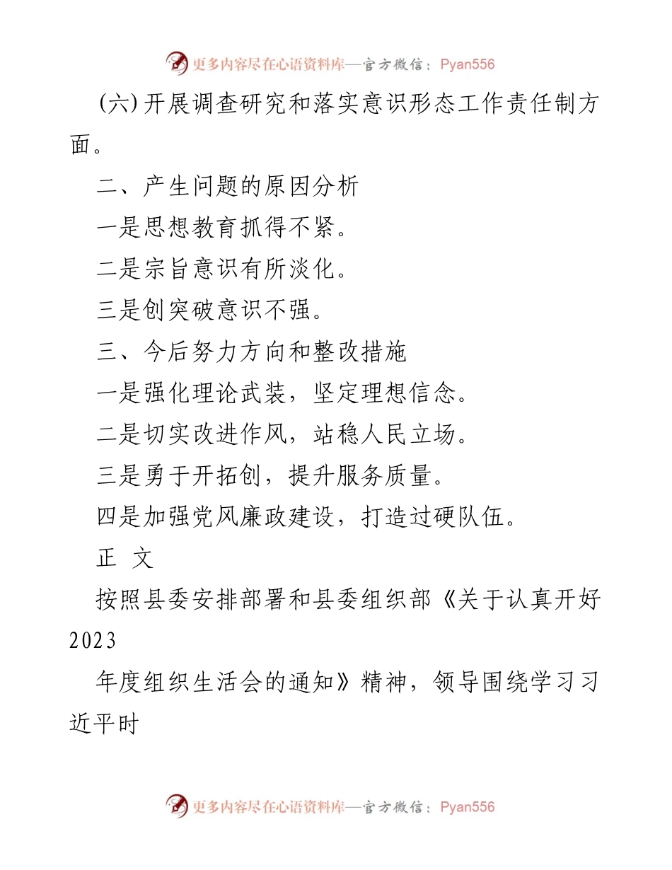 [调研报告] 组织生活会 - 2024年组织生活会问题检视与整改措施分析.docx_第2页