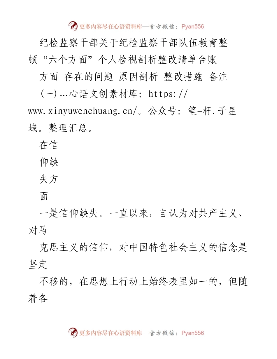 [调研报告] 纪检监察干部队伍教育整顿 - 纪检监察干部信仰缺失问题及整改措施分析.docx_第1页