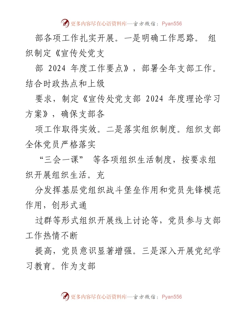 [述职报告] 党支部工作总结 - 2024年党支部书记党建工作述职报告_1.docx_第2页