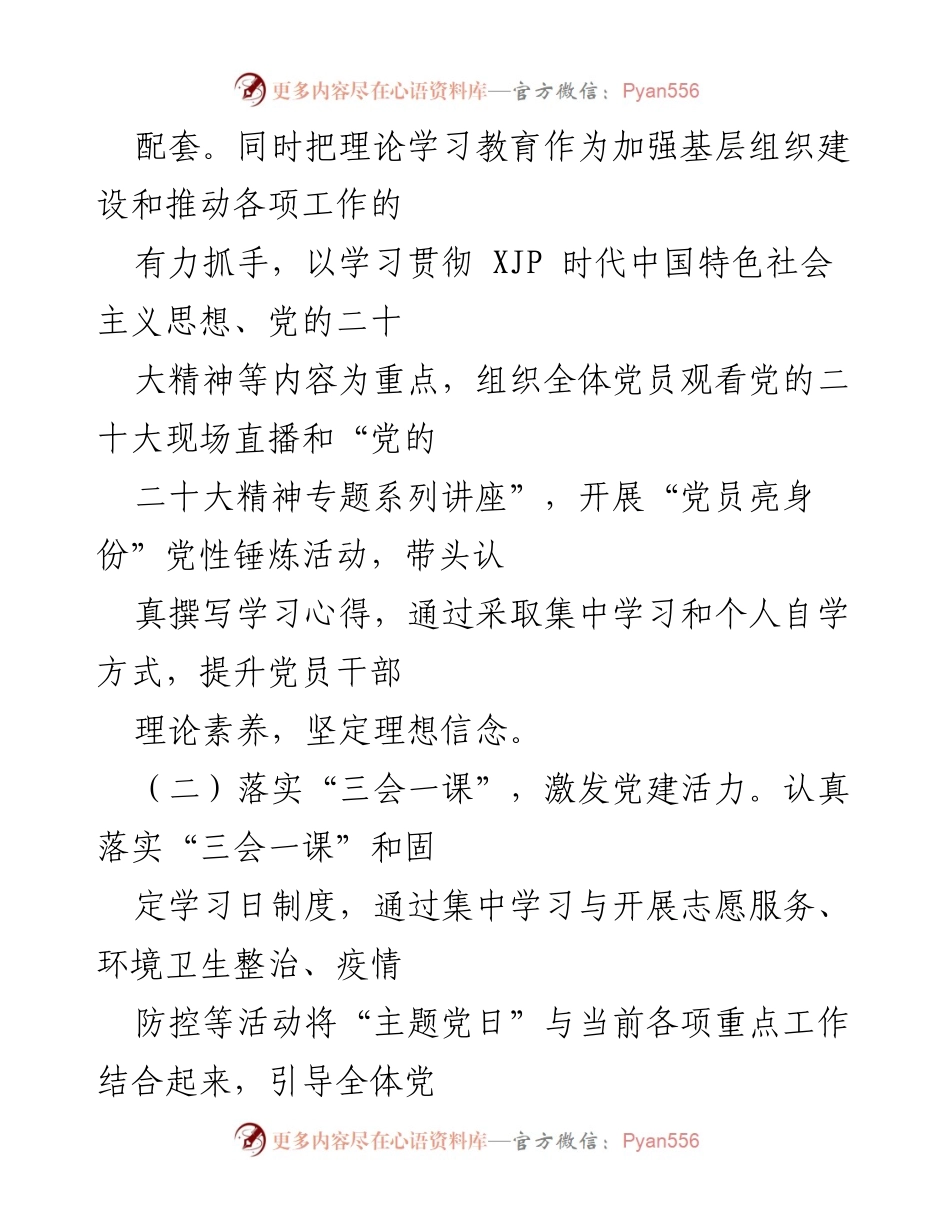 [述职报告] 党支部年度总结 - 2022年度__村党支部书记履职述职报告.docx_第2页