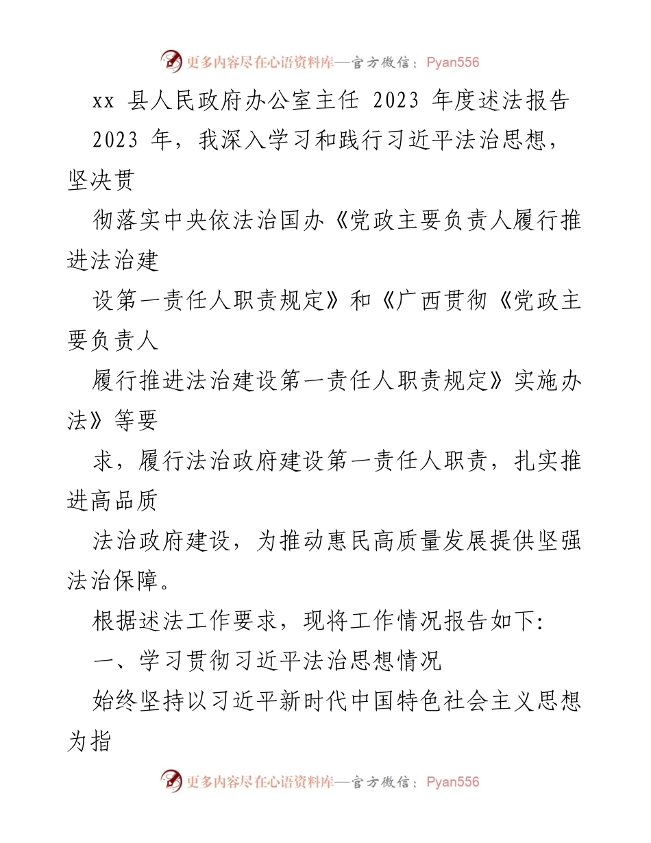 [述法报告] 政府工作 - 2023年度法治建设述法报告_1.docx_第1页