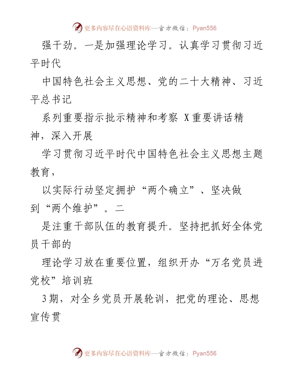 [述职报告] 乡党委工作总结 - 2023年乡党委书记个人述职报告.docx_第2页
