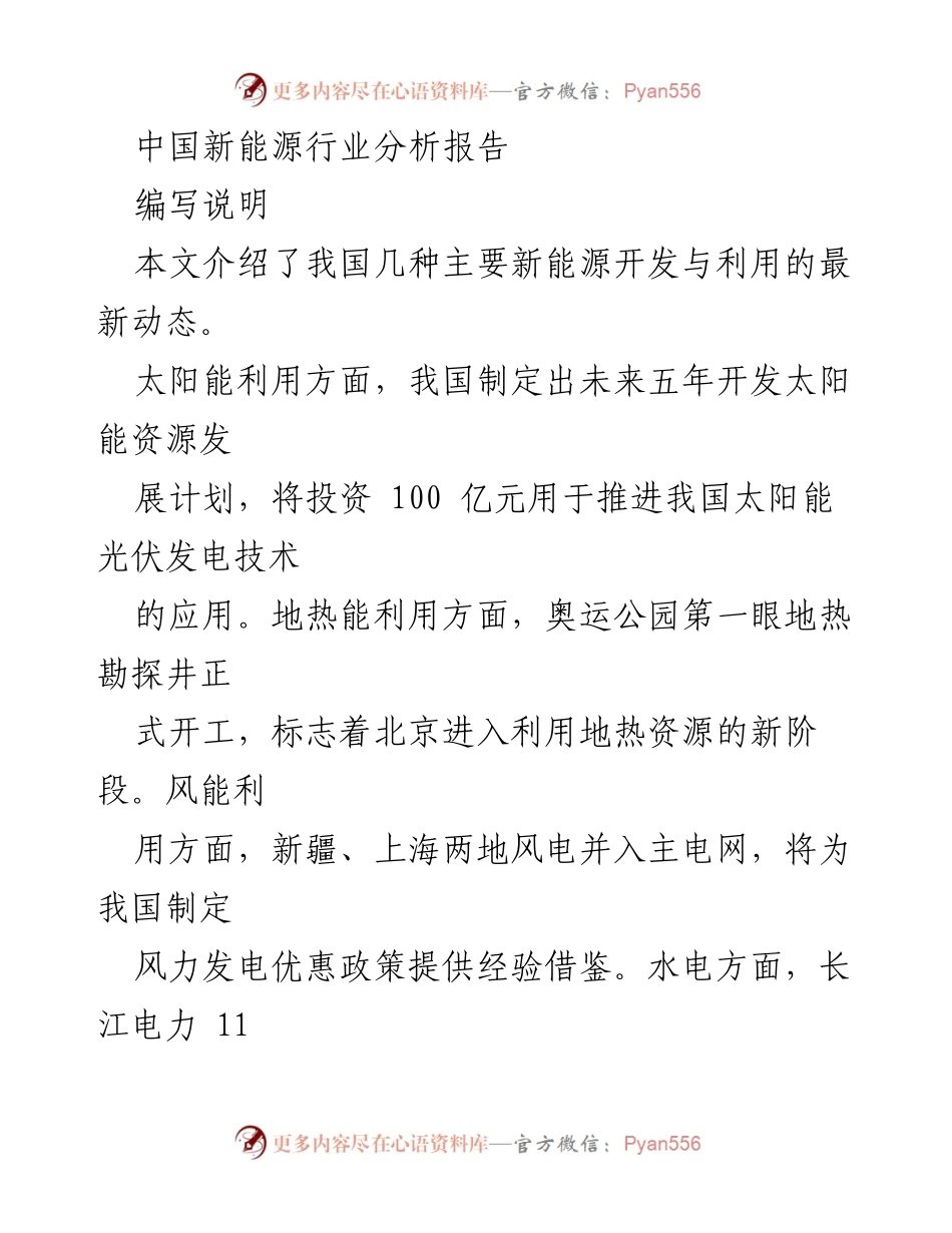 [调研报告] 新能源行业 - 中国新能源行业发展动态分析.docx_第1页