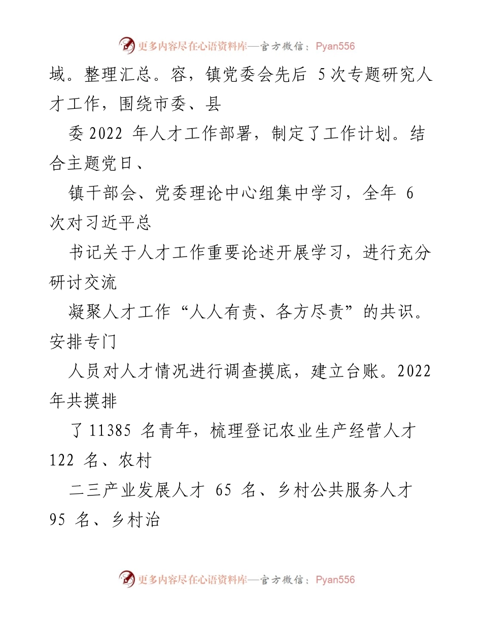 [述职报告] 乡镇党委会议 - 2022年度乡镇党委书记人才工作述职总结.docx_第2页