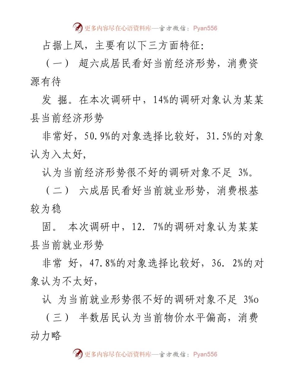 [调研报告] 某某县居民消费状况 - 某某县居民消费状况调研分析报告.docx_第2页