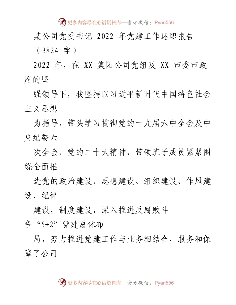 [述职报告] 党建工作 - 2022年党建工作述职报告总结_2.docx_第1页